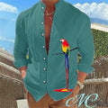 15 Color Men's Shirt Long-Sleeved Shirt 3D Printing Parrot Pattern Standing Collar Clothing Fashion Casual XS-6XL Size