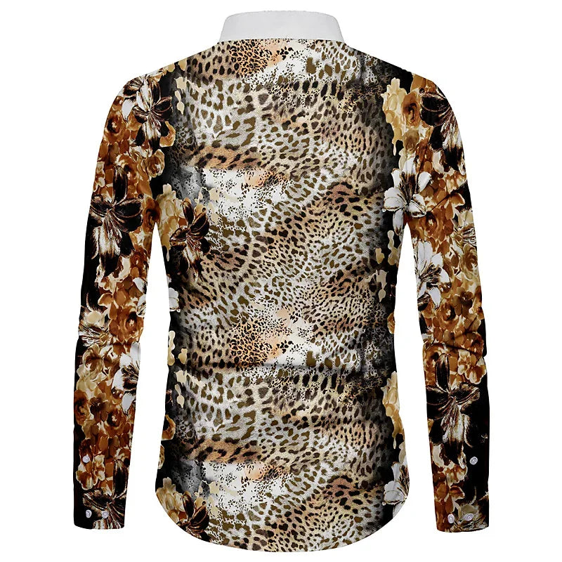 Fashion Leopard Men's Shirt Tops Sapphire Purple Gray Casual Outdoor Spring Summer High Quality Material Plus Size