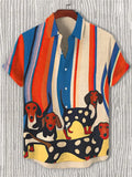 2025 Summer Fashion Stripe Printed Men's Printed Short sleeved Shirt Street Daily Business Casual Men's Shirt Top