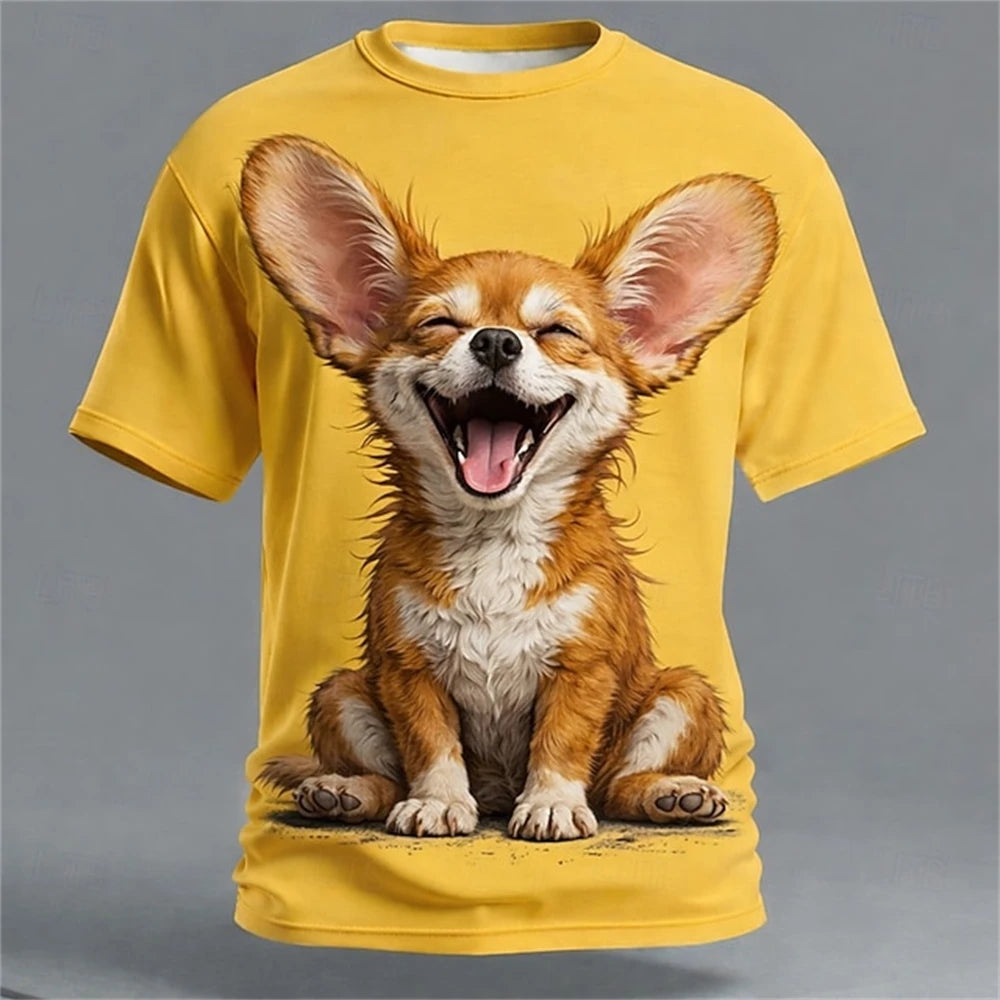 Cartoon Animal 3D Print Men's T-Shirts Funny Dog Pattern Street Short Sleeve Tee Summer Casual O-neck Loose Top Fashion Clothing