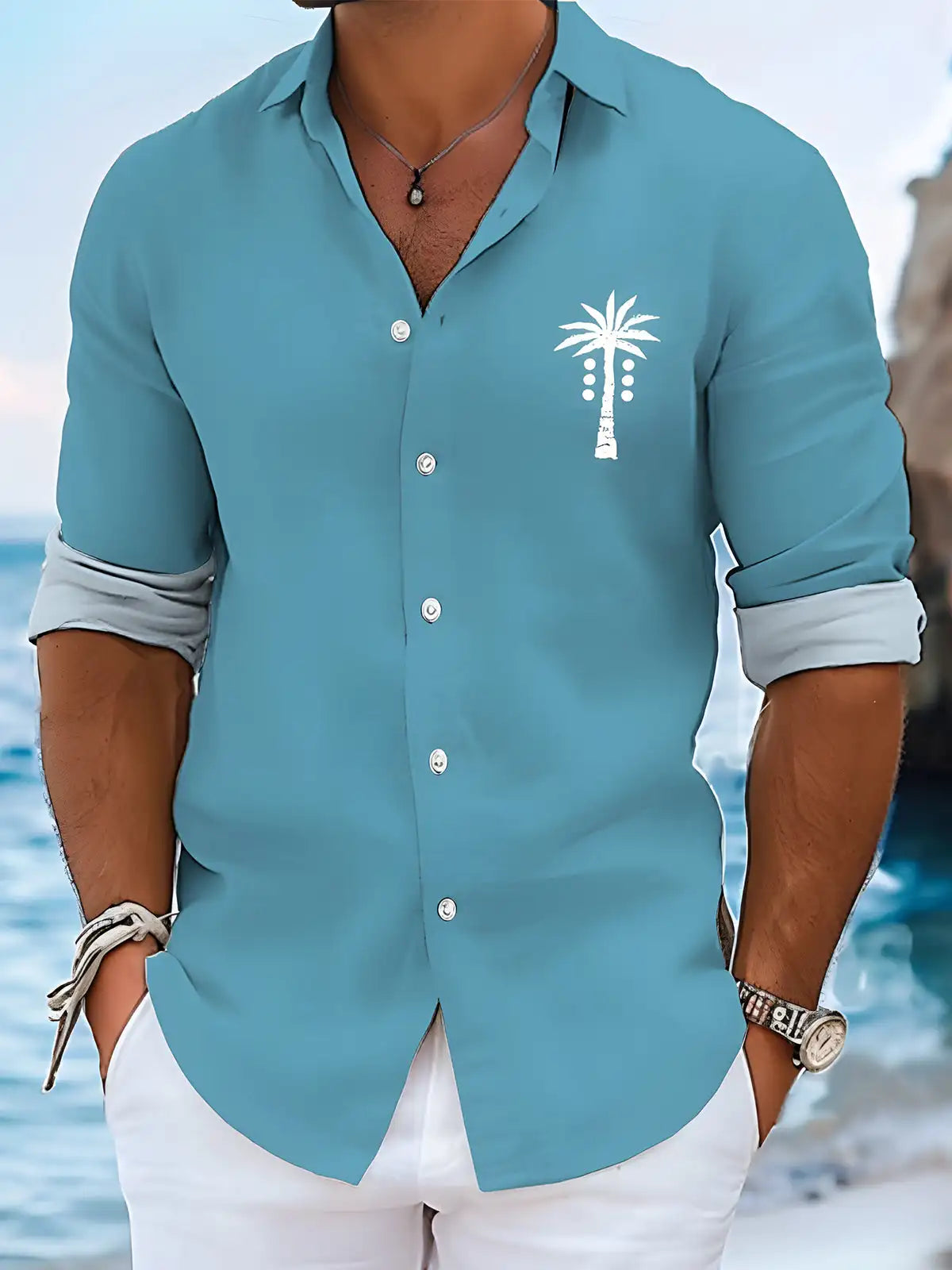 Men's shirts, button down shirts, casual shirts, spring and summer, printed long sleeves, daily, fashionable, comfortable