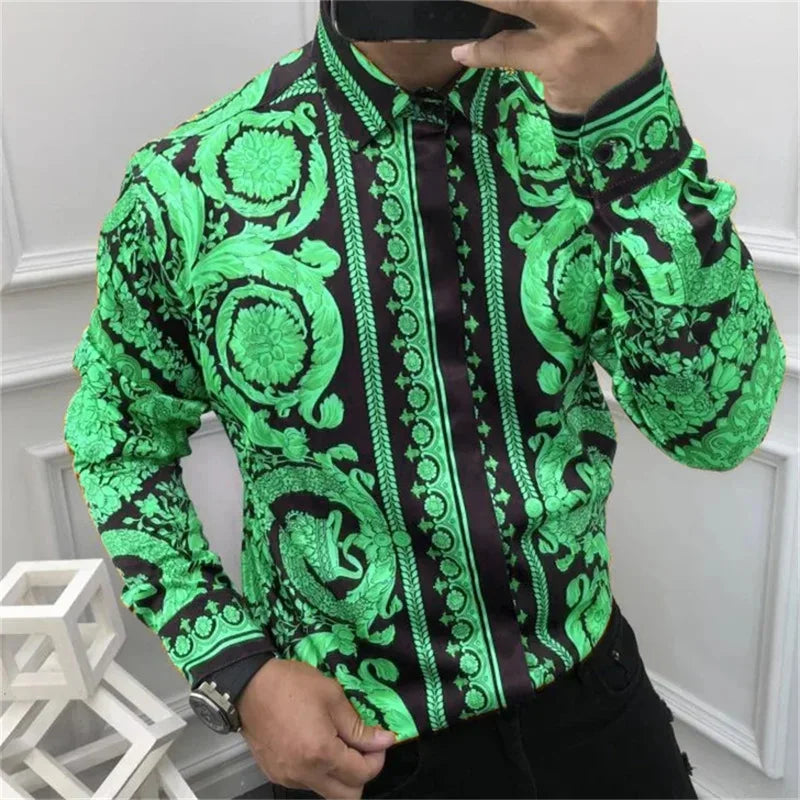 Men's Button Long Sleeve Shirt Fashion Soft Slim Fit Casual Top Hawaiian Luxury Party Men's Shirt Plus Size 6XL