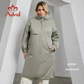 Astrid Autumn Winter Women's Jacket Long Thin Cotton Trench Coat Hood Split Hem Warm Loose Padded Parka Plus Size Women Clothing