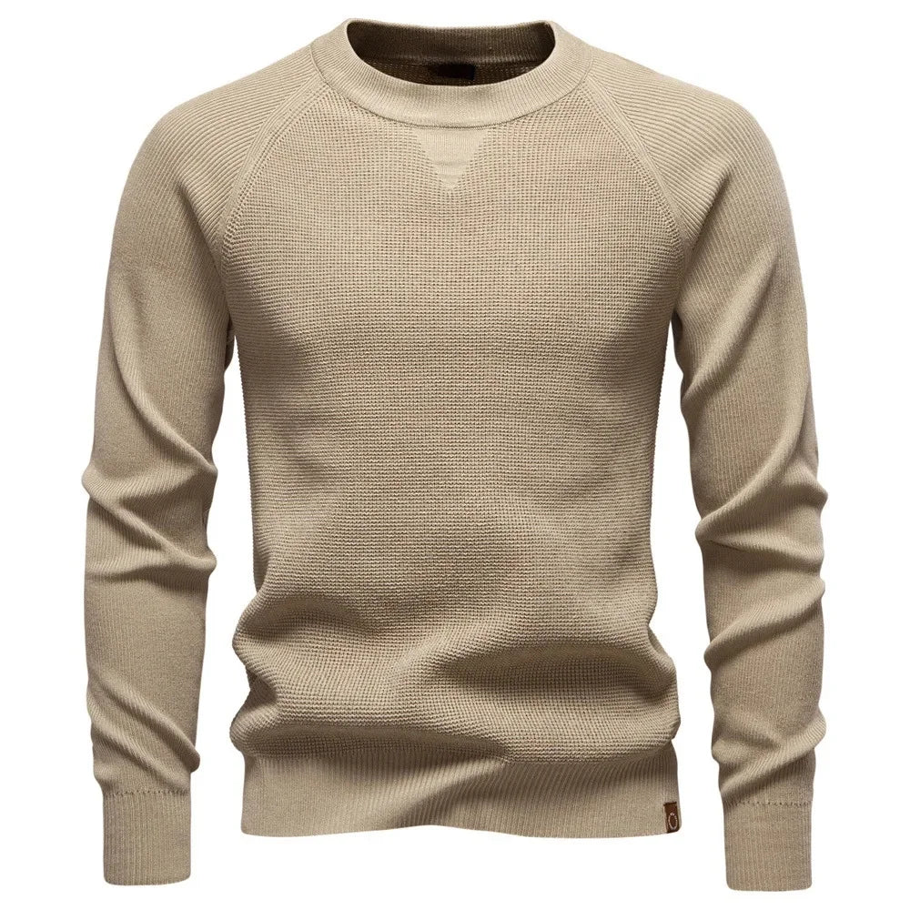 High Quality Men's Casual Knitted Sweater round Neck Pullover Fashionable New Arrival Pure Color Business Casual Autumn Winter