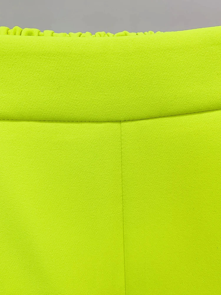 HIGH STREET Newest 2026 Designer Fashion Trousers Women‘s Hot Fluorescein Yellow Pencil Pants