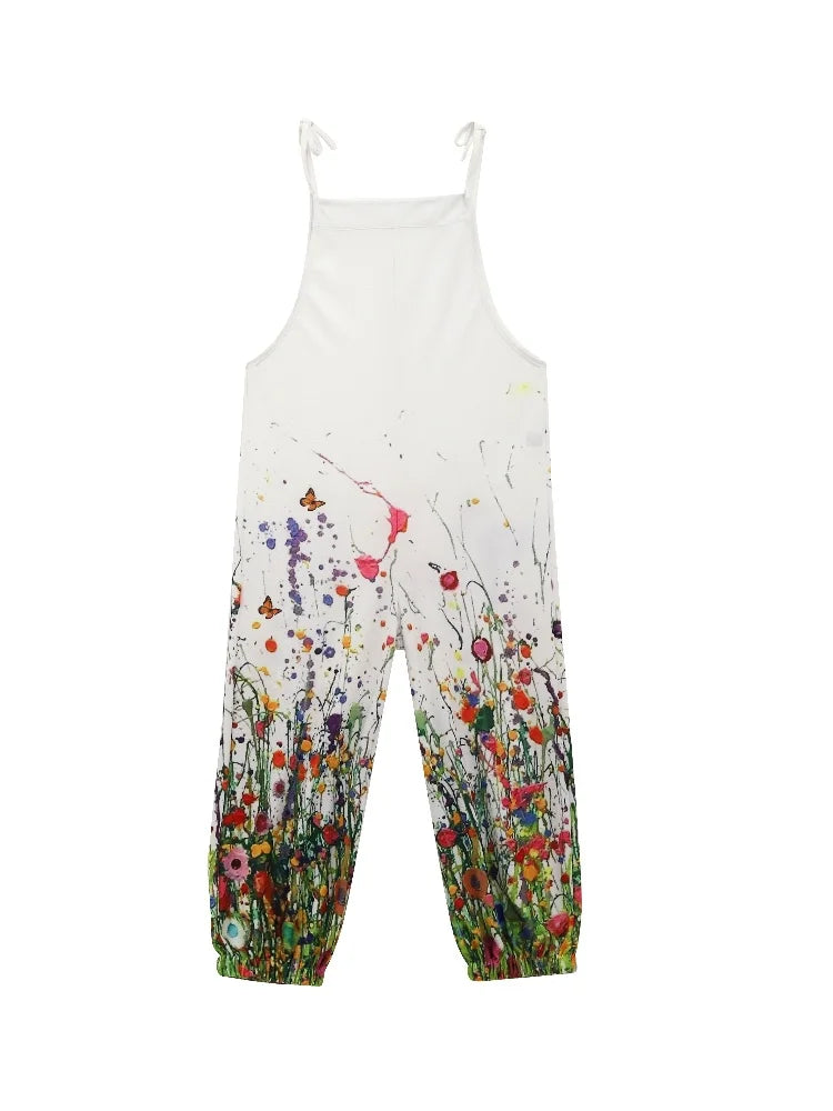 New Women's Small Strawberry Printed Jumpsuit Cute Jumpsuit Set Casual Summer Suspenders Loose Comfortable Jumpsuit