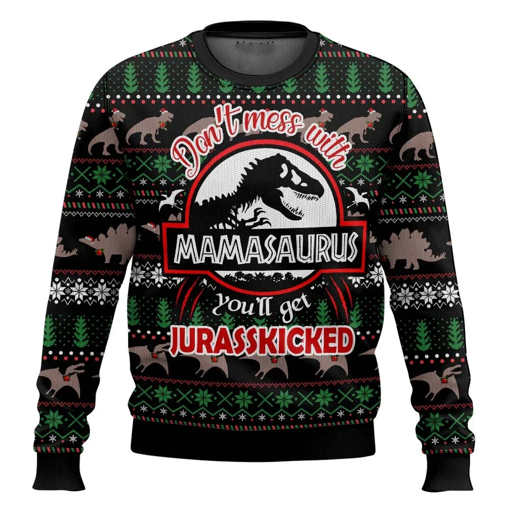 Jurassic Park Dinosaurs Merry Christmas Clothing Gifts Santa Claus sweaters Men's and women's hoodies 3D Autumn and Winter Party
