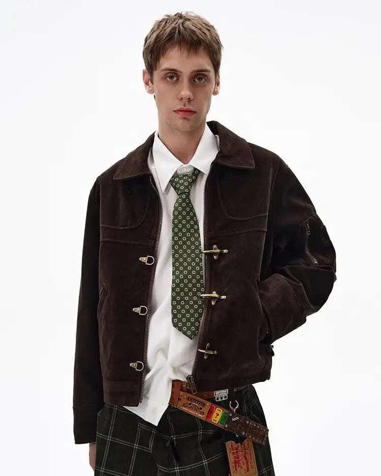 Men's Jackets Turn-down Collar Korean Style All-match Solid Color Zipper New Autumn Winter Clothing Loose Male Short Coats