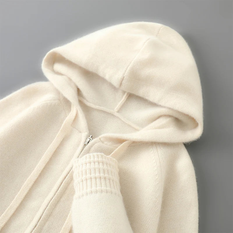 S-XXXL Autumn and winter 2025 new 100% Merino wool knitted cardigan men's hooded sweater casual high-end jacket full sleeves