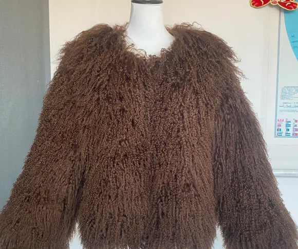 2025 Autumn Fashion Warm Short Real Mongolia Sheep Fur Jacket Women Plus Size Curly Lamb Fur Jacket Female