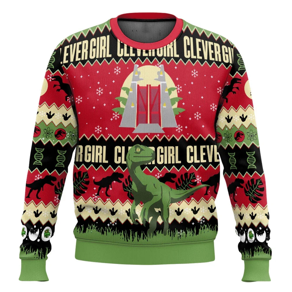 Jurassic Park Dinosaurs Merry Christmas Clothing Gifts Santa Claus sweaters Men's and women's hoodies 3D Autumn and Winter Party