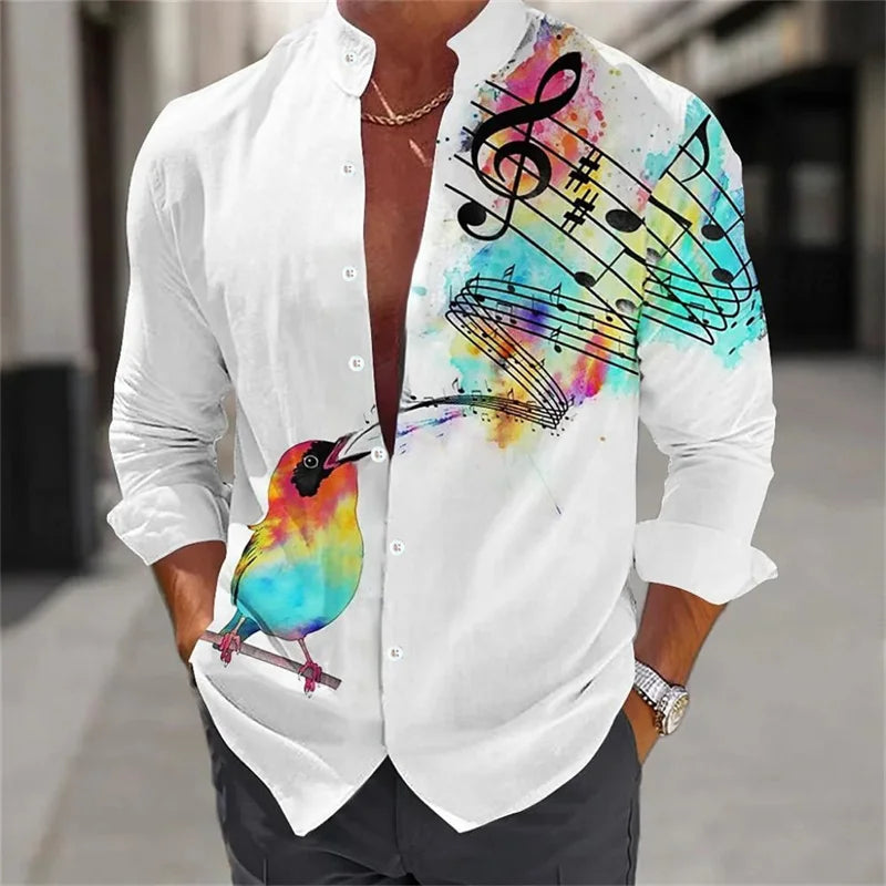 Men's long sleeve shirt High quality 3D printed shirt, floral pattern, spring and autumn, casual and stylish, comfortable fabric