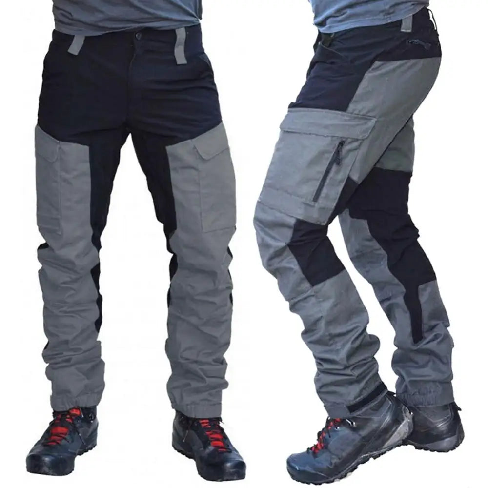 Casual Men Fashion Color Block Multi Pockets Sports Long Cargo Pants Breathable Work Trousers Men Work Trousers Men Clothing