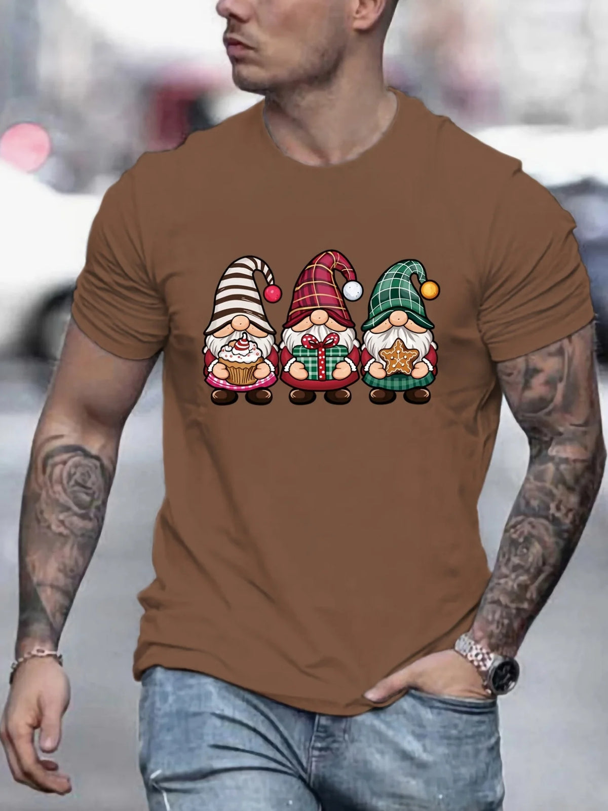 Christmas Festive Gnomes Graphic T Shirts Summer Kids Clothing Men's Shirts Crew Neck Short Sleeve T-Shirts Fashion Man Clothes