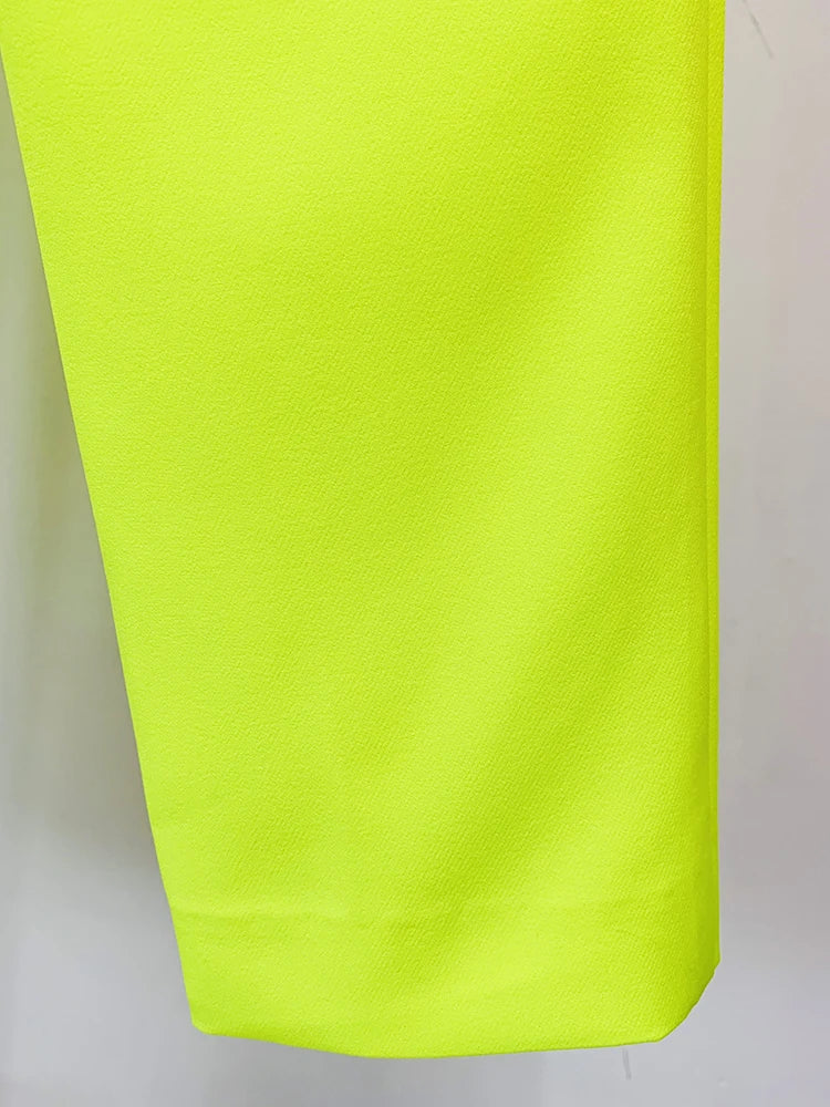 HIGH STREET Newest 2026 Designer Fashion Trousers Women‘s Hot Fluorescein Yellow Pencil Pants