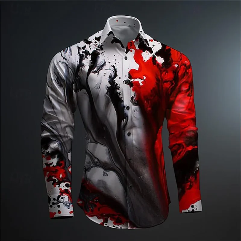 Men's Vintage 3D Printed Cowboy Shirt, Long Sleeve Shirt, Outdoor Street Fashion Classic Shirt New Western