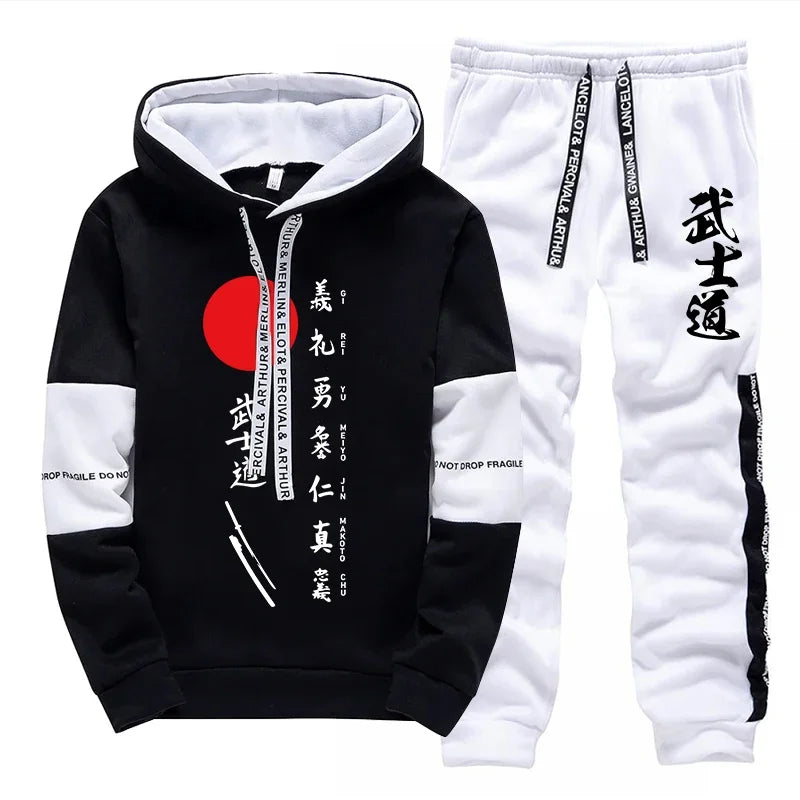 Mens Tracksuit Printing Casual Single Piece Sweatshirts Sweatpants Black White Home Hoodie Pants Sports Jogging Mens Clothing