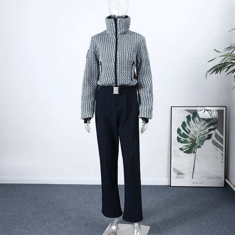 Fashion Women's Jumpsuit Stand Collar Full Sleeve Slim Solid Female Set 2026 Sping Winter Chic Casual Thick Cozy Lady Ski Suit