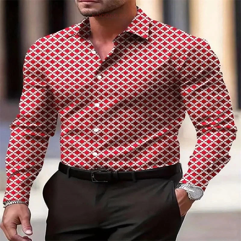 Men's fashion casual long-sleeved plaid shirt breathable top 11 colors casual business shirt lapel long-sleeved shirt