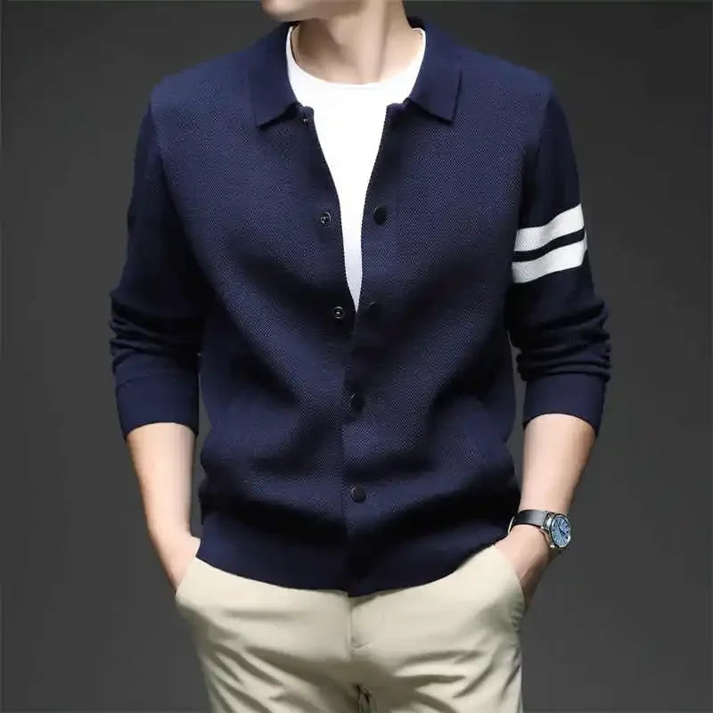 Men's golf knitted cardigan, stand-up collar, autumn men's sweater, all-rounder, business golf jacket, brand golf clothing