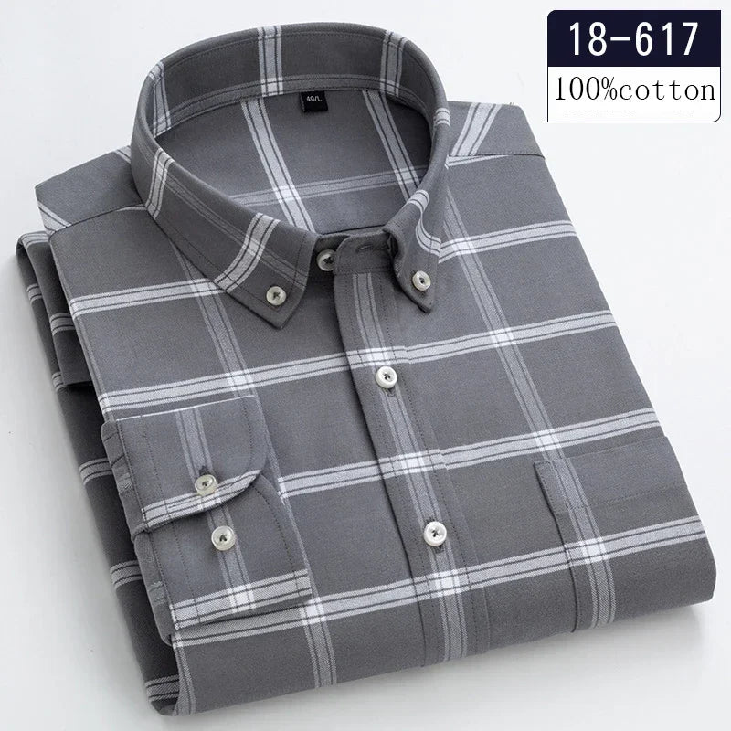 New in shirt high quality 100%cotton sanding long-sleeve shirts for men slim fit casual shirt soft designer plaid casual clothes