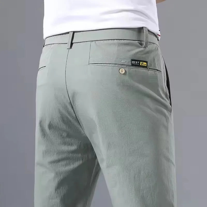 2025 Spring Autumn Thin Slim Men Casual Pants Classic Business Cotton Stretch Golf Trousers Korean Fashion Male Clothing Pants