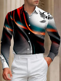 New Men's Western Print Long Sleeve Lapel Shirt Casual Social Men's Long Sleeve 3D Printed Clothing