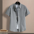 Men's Shirts Seersucker Short Sleeve Male Shirts Summer Casual Business Textured Solid Button Up Office Top