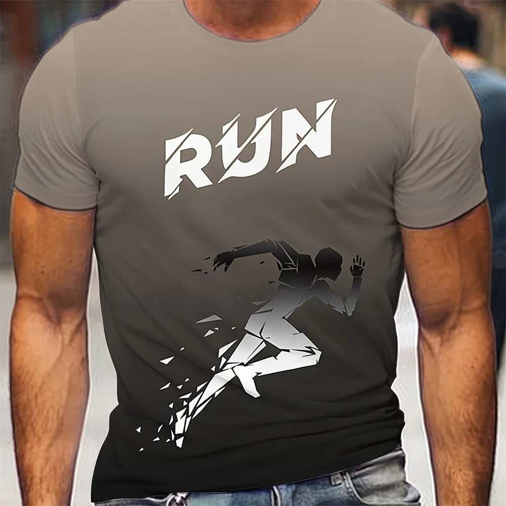 Outdoor Running Sports Men's T-Shirt Summer Comfortable Breathable Short Sleeve Tee Casual O-neck Loose Top Fashion Men Clothing