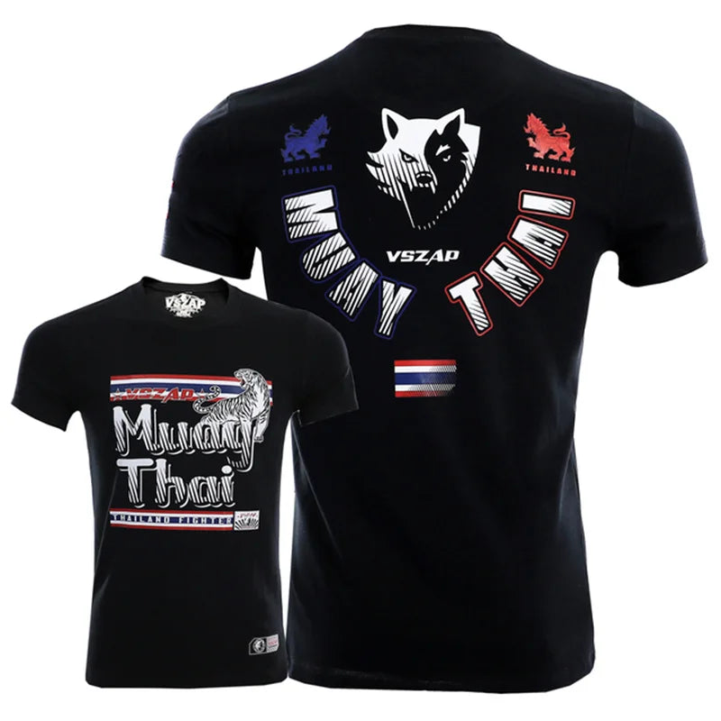 Men's T Shirts Outdoor Muay Thai Workout Clothing Fashion Quick Dry Breathable Gym T-shirt Man Casual O-neck Short Sleeve Tops