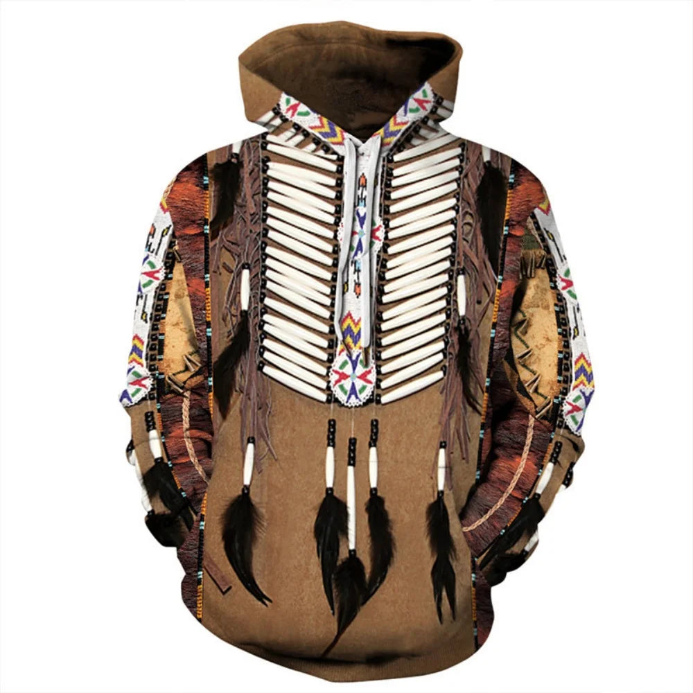 Men's Clothing Bohemian Style Hooded Shirt Autumn New in Sweatshirts Loose Long Sleeve Y2k Clothes Fashion Tops Men's Hoodie