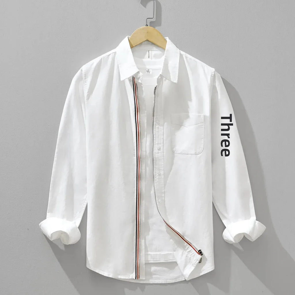 Fashionable Retro Striped Men's Long Sleeve Shirt Casual Handsome Outerwear Korean Style Spring Autumn Wear from Mainland China