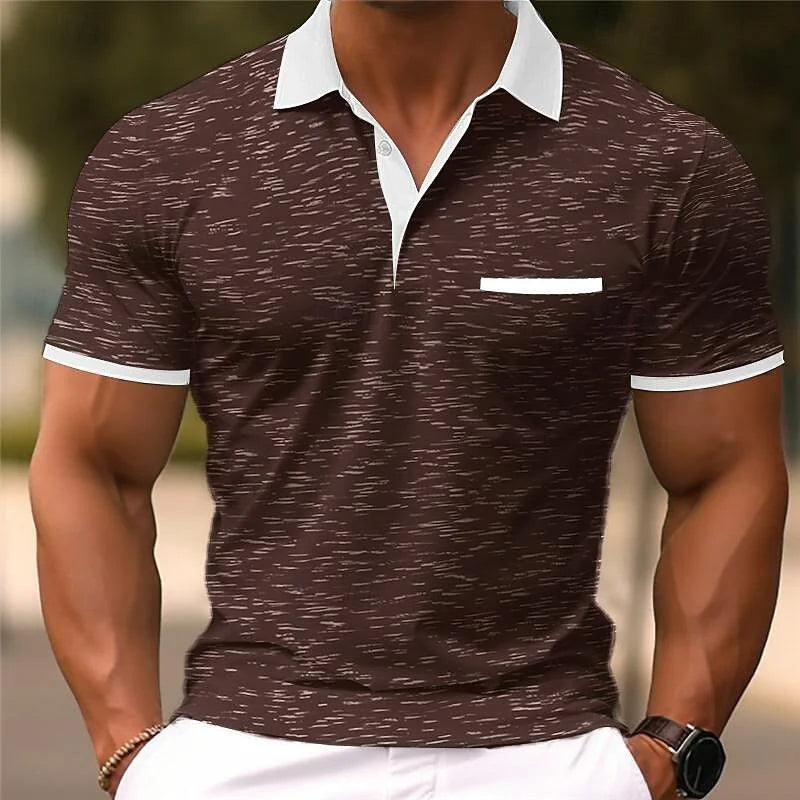 Men's Splice Shirt Short Sleeve Polo Shirt Print New Summer Street Clothing Casual Fashion Men's Top