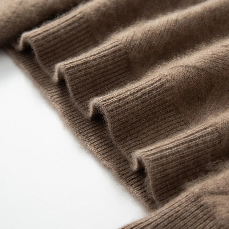 New Release: 100% Cashmere Men's Round Neck Pullover Sweater Autumn Winter Thick Knit Men's Sweater Casual Long Sleeved Tops