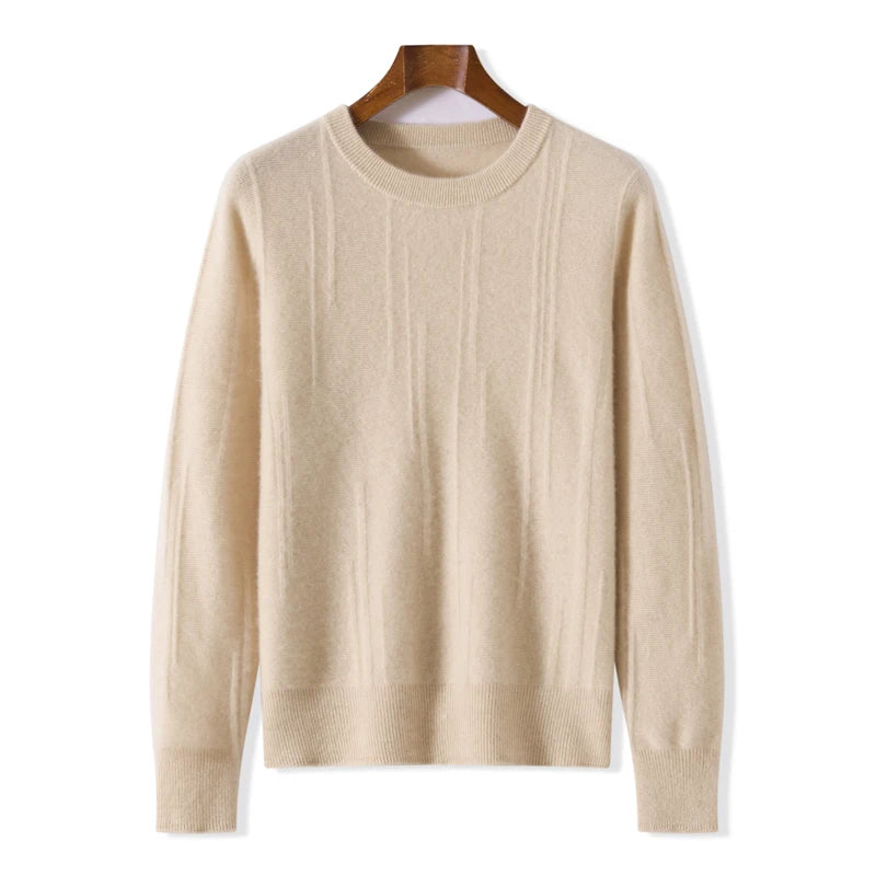 Men's autumn and winter 100% wool knitted pullover, medium thick sweater, warm, breathable, versatile for business and leisure
