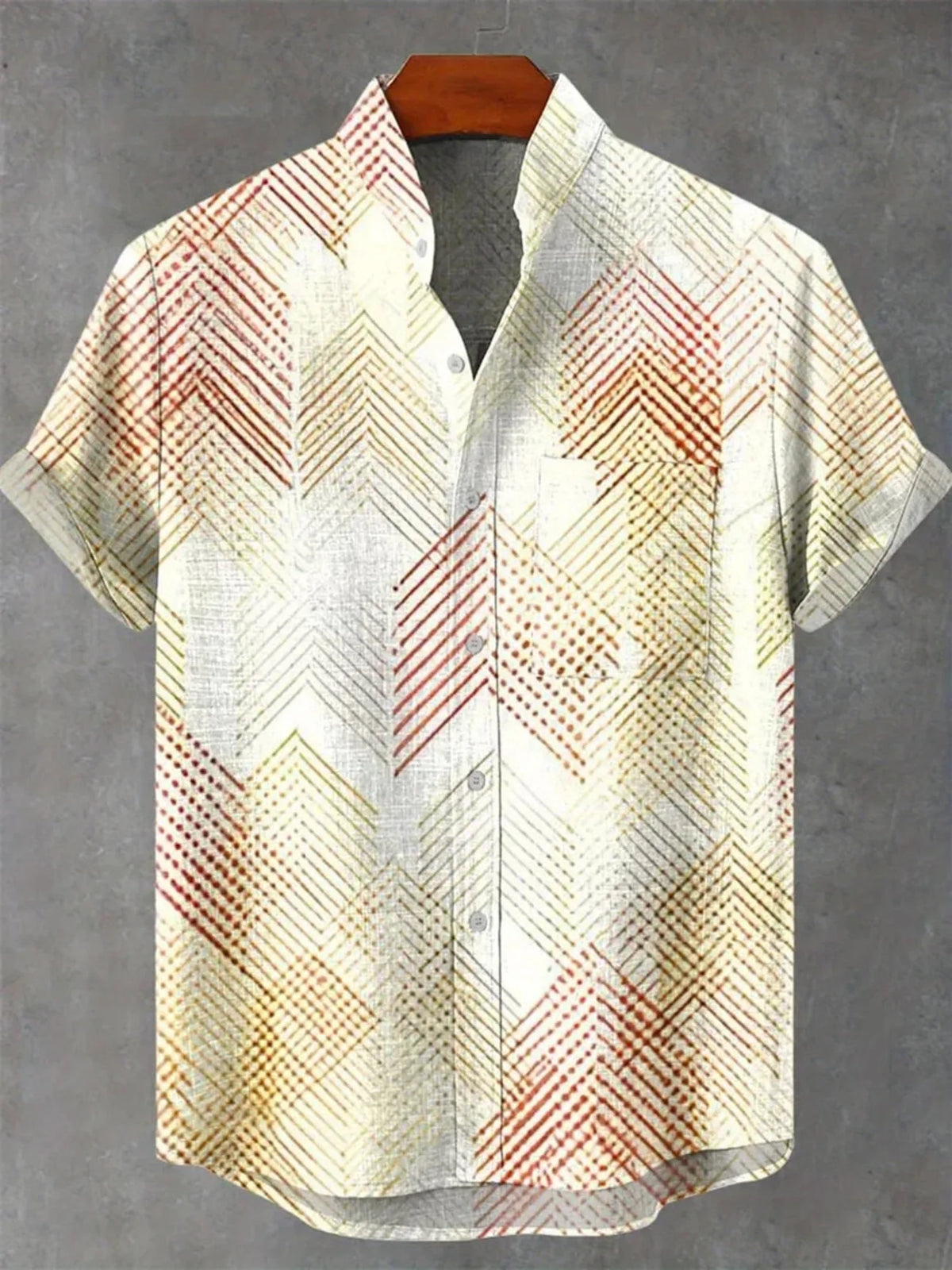New Men's Casual Short-Sleeved Lapel Shirt with 3D Sunset Print Fashionable Pattern Comfortable Shirt Top