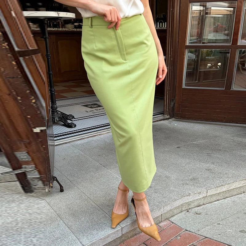 Urban Solid Coat Skirt Women Set Elegant Lapel Long Sleeve Belt Jacket Split Hip Package Skirts 2026 Autumn Winter Lady Outfit