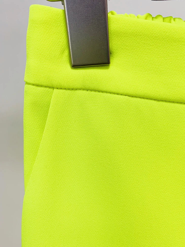 HIGH STREET Newest 2026 Designer Fashion Trousers Women‘s Hot Fluorescein Yellow Pencil Pants
