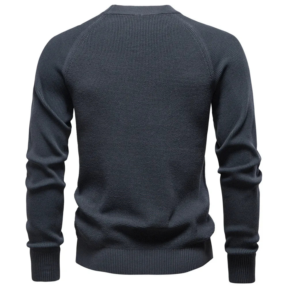 High Quality Men's Casual Knitted Sweater round Neck Pullover Fashionable New Arrival Pure Color Business Casual Autumn Winter