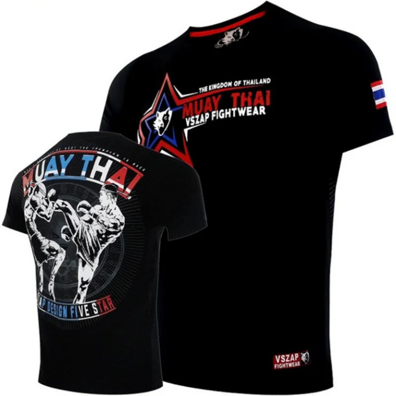 Men's T Shirts Outdoor Muay Thai Workout Clothing Fashion Quick Dry Breathable Gym T-shirt Man Casual O-neck Short Sleeve Tops