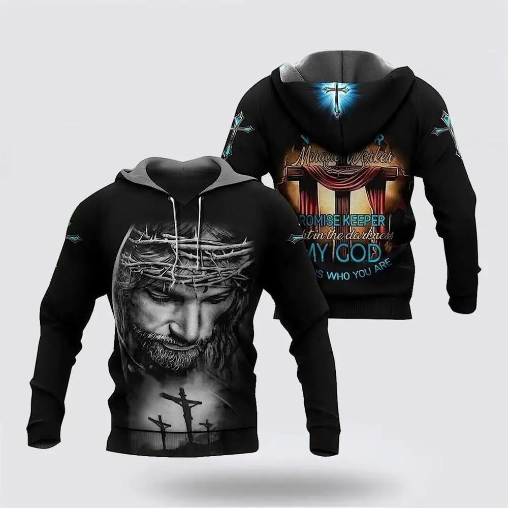 Christian Jesus Autumn Retro Man's Hoodie Sweatshirts 3D Printed Latin Cross Knight Graphic  Men Pullover God Man Clothing Tops