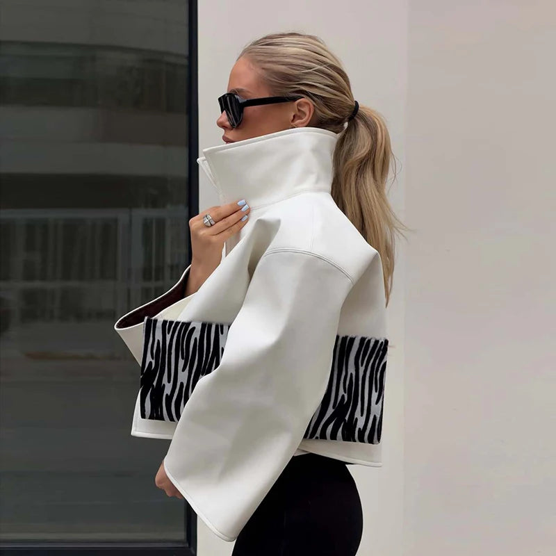 Urban Solid Pu Leather Women Jacket Street Stand Collar Long Sleeve Female Outwear 2026 Autumn Winter Fashion Lady Streetwear