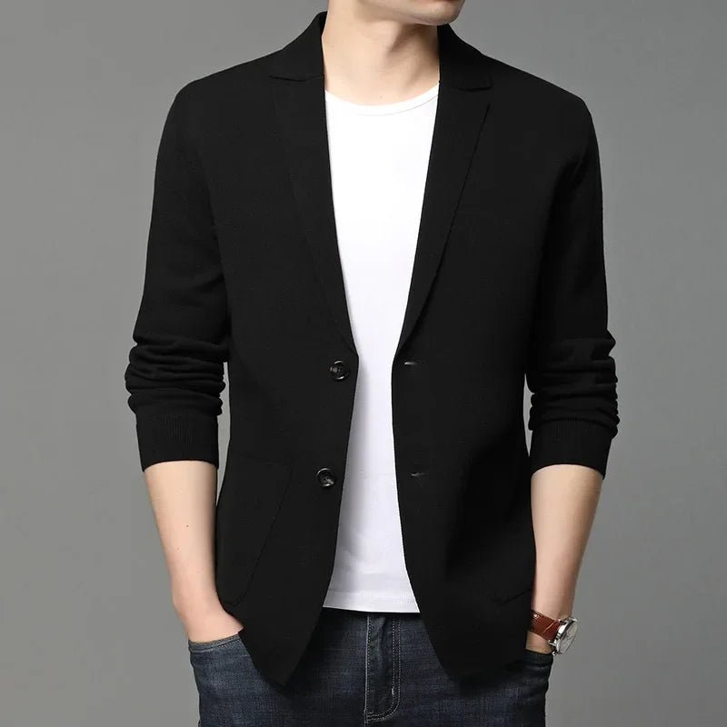 New Autumn Style Cardigan Men's Coat, Korean Version, Knitted Suit, Pure Color Sweater, Personalized for Young People's Coat