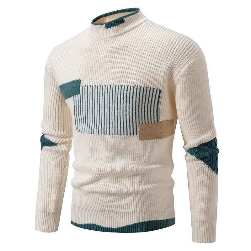 2025 Men's Color-coded Casual Trendy Slim Simple Basic Casual Trendy Knitted Sweater Pullovers Male Clothes Autumn Winter Tops